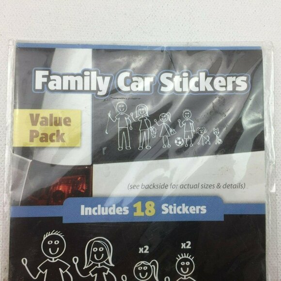 Lot of 18 Family Car Stickers Vinyl Decals Black White Outline Compact Kit Pack - Picture 3 of 4